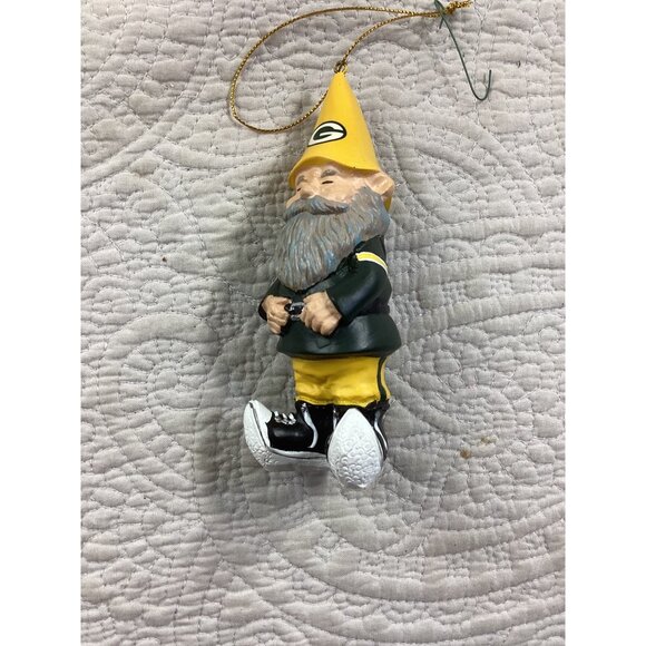 Green Bay Packers Gnome Christmas tree Ornament With Yellow Hat & Team Logo 5" - Picture 2 of 5